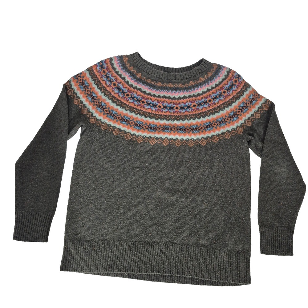 Talbots Sweater‎ Womens Small Olive Green Fair Isle Long Sleeve Pullover